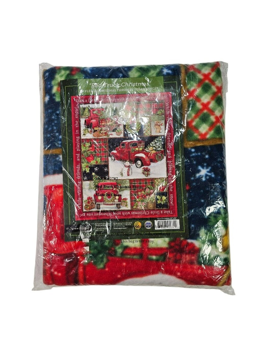 Red Truck Christmas Fleece Throw Blanket By Susan Winget NEW 52x64" Holiday